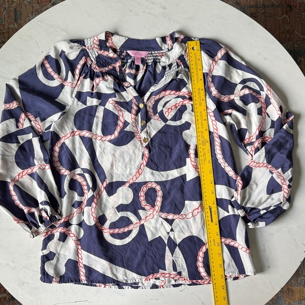 Lilly Pulitzer Navy and White Rope Print Blouse - Picture 13 of 15